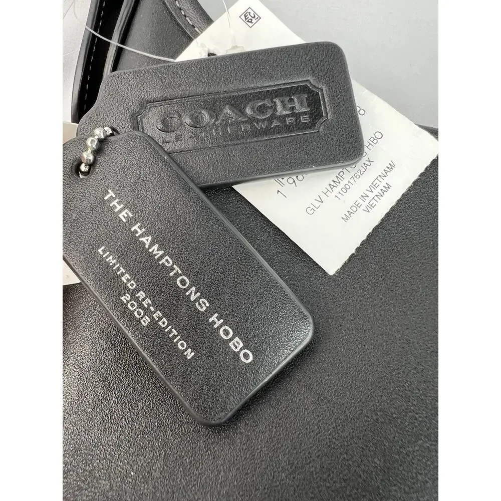 NWOT Coach Hamptons Hobo Bag in Black Glovetanned Leather (CW642)